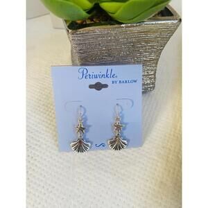 Silver Starfish and Shell Dangle Earrings